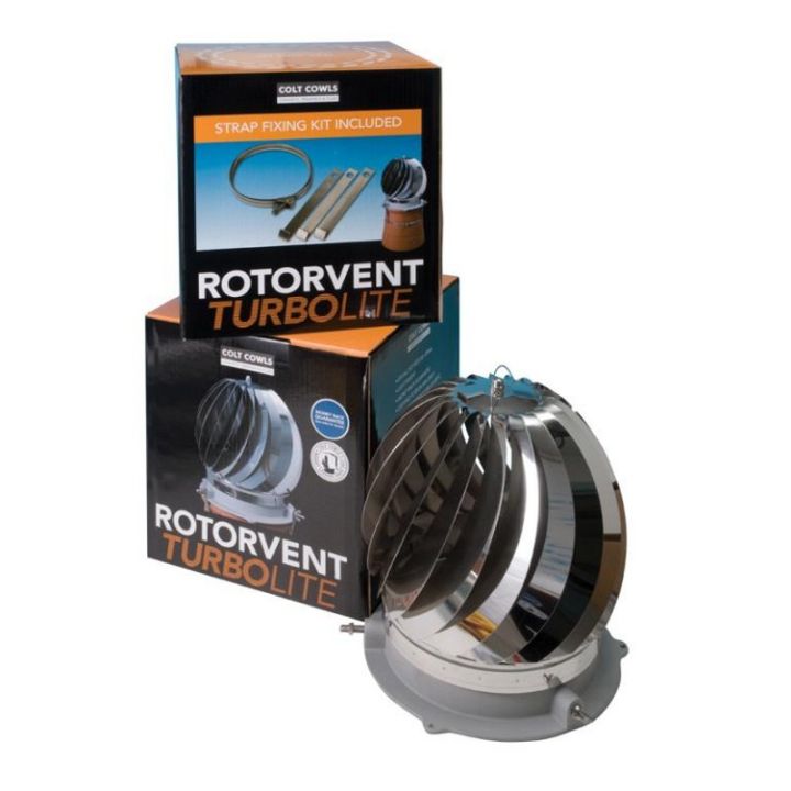 Colt Cowls Rotorvent Turbolite - Spinning Chimney Cowl - 80mm to 250mm Colt Cowls Rotorvent Turbolite - Spinning Chimney Cowl - 80mm to 250mm