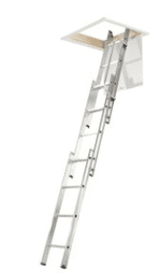 Werner 3m 3 Section Aluminium Loft Ladder with Handrail Werner 3m 3 Section Aluminium Loft Ladder with Handrail