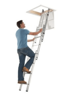 Werner 3m 3 Section Aluminium Loft Ladder with Handrail Werner 3m 3 Section Aluminium Loft Ladder with Handrail