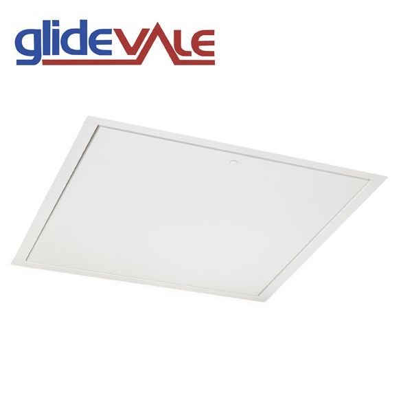 Glidevale Fire Rated Metal Hinge-Down Loft Access Door with Lock - 560 x 560mm - White