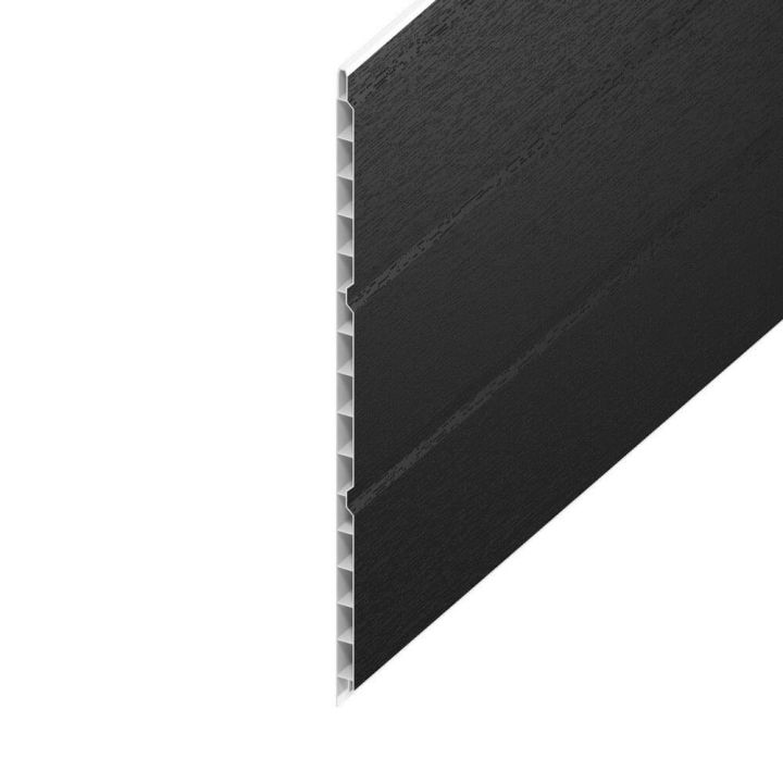Hollow UPVC Soffit Board - 300mm x 9mm - Black Ash (5m) Hollow UPVC Soffit Board - 300mm x 9mm - Black Ash (5m)