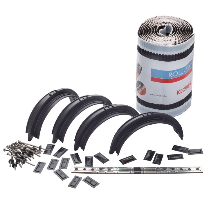 Klober Roll-Fix Clay Vented Half Round Ridge Kit - 295 x 5000mm - Anthracite Klober Roll-Fix Clay Vented Half Round Ridge Kit - 295 x 5000mm - Anthracite