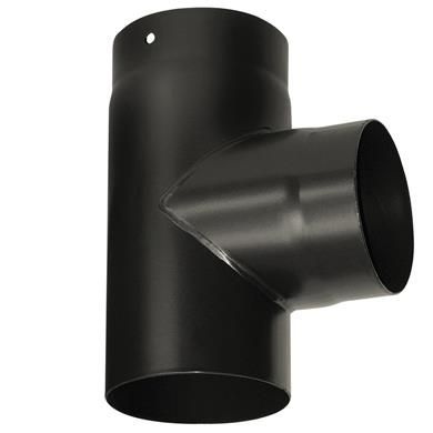 Vitreous Enamel Stove Pipe 90 Degree Tee Piece - 125mm to 150mm Vitreous Enamel Stove Pipe 90 Degree Tee Piece - 125mm to 150mm
