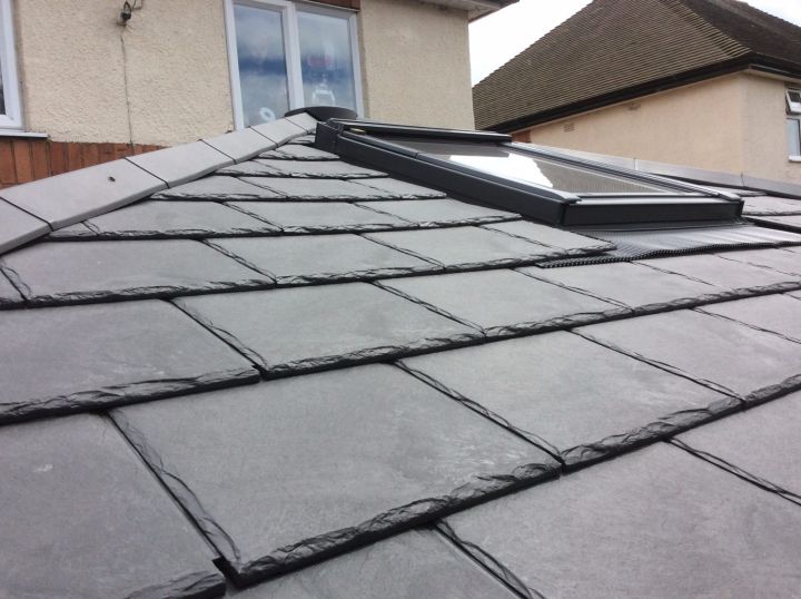 Envirotile Slate installed with window Envirotile Slate installed with window