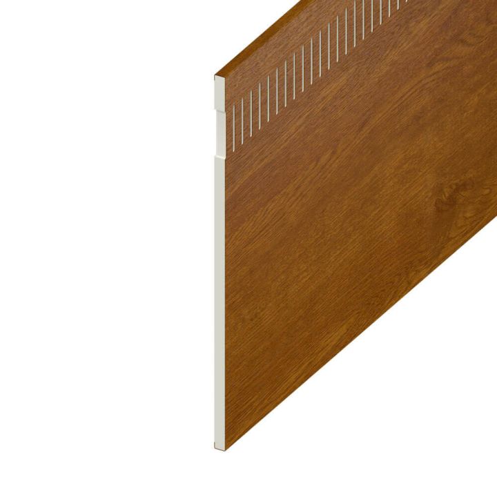 Vented Soffit UPVC Board - Flat 10mm Airspace - Golden Oak (5m)