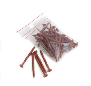 Lightweight Tiles - Plastic Coated Fixing Screws - Red/Brown (Pack of 40)