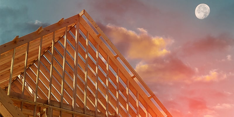 roof battens used used on building in construction progress