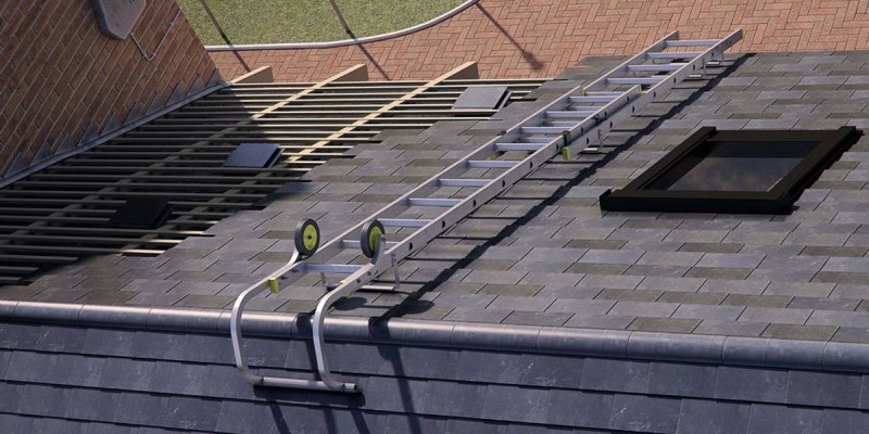 werner roof ladder on roof